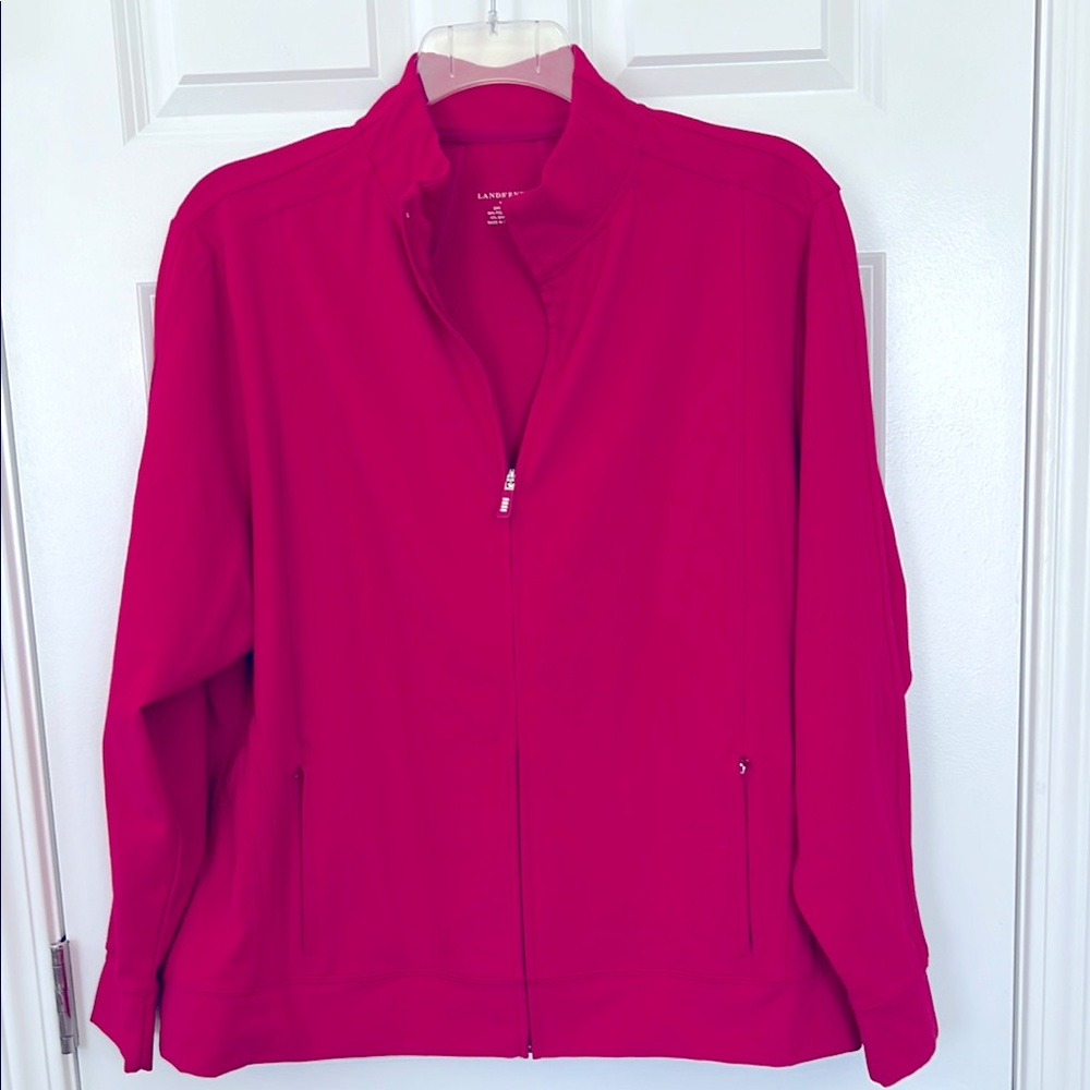 Lands’ End Zip-up Yoga Jacket Fuschia Hot Pink Athleisure Spandex - Size 2X